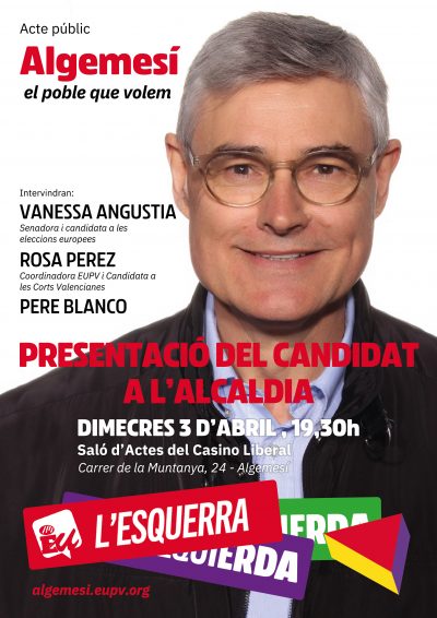 Pere Blanco, candidat a l'alcaldia d'Algemesí